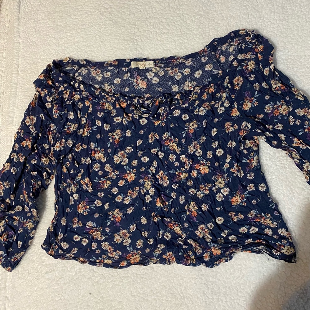 off the shoulder flowy floral print top